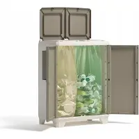 Keter Split Premium - Afvalscheidingskast - 2 x 110 L - Hout Effect - Beige / Bruin