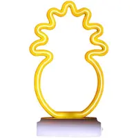 Grundig Neon Lamp - Oplaadbare Tafellamp met USB-C incl. Kabel - Neon Verlichting Ananas - 23,5x11,2cm - Geel