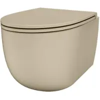 Qeramiq Élan Wandclosetpack - 36.5x53cm - diepspoel - rimless - slim zitting - mat beige SW1467739/SW1467745