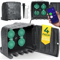 Kesser Tuinsteckdose in Steenlook met 4 Stopcontacten en WiFi App Besturing