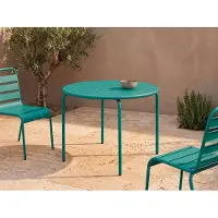 Vente-unique Ronde tuintafel D110 cm van metaal - Blauwgroen - MIRMANDE van MYLIA