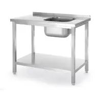 Hendi Spoeltafel rvs - spoelbak rechts, legplank - 100x60x85 cm - zilverkleurig - horeca