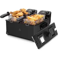 Aigostar Feast 30VDW - Dubbele frituurpan - 2x3 liter - 1800g friet Zwart
