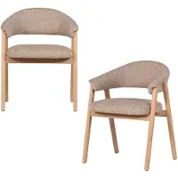 Woood Tunar Eetkamerstoel Met Armleuning - Hout - Naturel - Set van 2