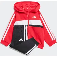 Adidas Trainingspak 'ESSENTIALS TIBERIO 3 STRIPES FLEECE' knalrood / zwart / wit