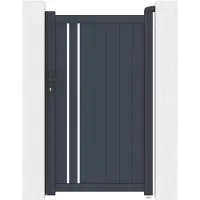 Vente-unique draaihekje van half opengewerkt aluminium L 104 x H 180 cm antraciet - TOROMA