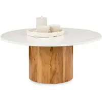 Idimex Salontafel GANGA, rond, 80 cm, met marmeren tafelblad – wit/naturel