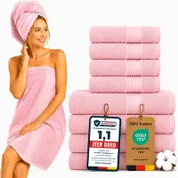 Komfortec Handdoekenset – Set van 8 - 4x Handdoek 50x100 cm en 4x Badhanddoek 70x140 cm - 100% Katoen - Bloesemroze