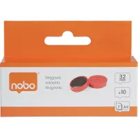 Nobo Whiteboard-magneten Rood 0.8 kg draagkracht 32 mm 10 Stuks