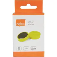 Nobo Whiteboard-magneten Geel 2.5 kg draagkracht 38 mm 10 Stuks