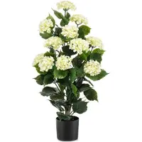 Emerald - Kunstplant Hortensia in pot UV 90cm wit - Kunstplant voor binnen