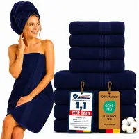 Komfortec Handdoekenset – Set van 8 - 4x Handdoek 50x100 cm en 4x Badhanddoek 70x140 cm - 100% Katoen - Marineblaumw
