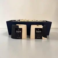 Bam Geschenkmand met 2 Wild Figs Geurkaarsen van Zonnebloemwas – Luxe Cadeauset – 30 Branduren – Handgemaakt - Houten wiek