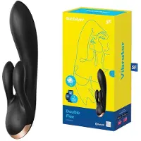 Satisfyer Double Flex - App-gestuurde vibrator met clitorisstimulator (zwart)