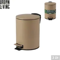 Urban Living Pedaalemmer Toulon - beige - 3 liter - metaal - L17 x H23 cm - soft-close - toilet/badkamer