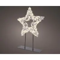 Lumineo Warm wit 300 Micro-LED verlichte ster tafellamp wit zilver 28 x 37 cm Lumineo