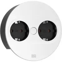 Bachmann TWIST 2, meerwegstekker met 2 stopcontacten en 2 meter kabel, matwit