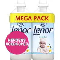 Lenor 2+4 gratis: Wasverzachter Sensitive 2x49 wasbeurten 2x1.23 liter