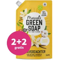 Marcel's Green Soap 2+2 Gratis: Wasverzachter Katoen & Vanille Navulling 750 Ml
