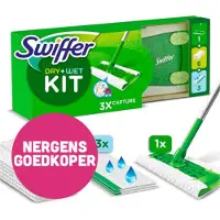 Swiffer 1+1 Gratis: Vloerreiniger Starterkit 1 Dweil, 6 Droge En 3 Vochtige Vloerdoekjes Navullingen
