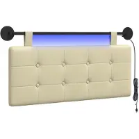 vidaXL Hangend hoofdbord Met LED-verlichting Crèmekleurig Kunstleer