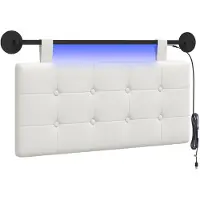 vidaXL Hangend hoofdbord Met LED-verlichting Wit Kunstleer