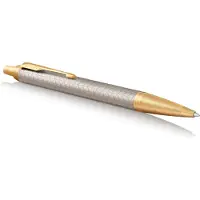 Parker IM balpen | Premium Warm Zilver | Medium penpunt blauwe inkt | Geschenkdoos
