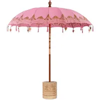 vidaXL Balinese parasol met basis Roze 215 x 215 x 260 cm Katoen