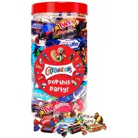 Celebrations Mars mega chocolademix met opschrift "Pop this party!" - chocolade van Twix, Snickers, Mars, Bounty, Maltesers, MilkyWay & Galaxy - 580g