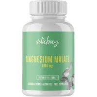 Vitabay Magnesiummalaat 1000 mg – 180 Vegan Tabletten – Hoge Dosering, Zonder Toevoegingen – 6 Maanden Voorraad