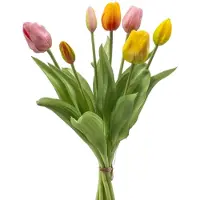 Emerald - Kunstbloem Tulp Bundel 40cm Roze/geel - Kunstplant voor binnen
