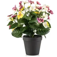 Emerald - Kunstplant Viooltje in pot 29cm wit/paars/geel - Kunstplant voor binnen