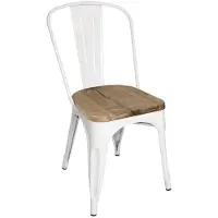 Bolero Bistro Bijzetstoelen met Houten Zitkussen Wit (4 Stuks) - GM644 - Horeca & Professioneel