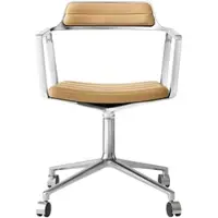 Vipp Bureaustoel Vipp452 Swivel Chair Camel Leather Polished Frame / Wielen