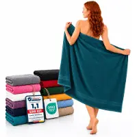 Komfortec Set van 2 Handdoeken 80x200 cm - 100% Katoen - XXL Saunahanddoeken - Badlaken - Strandlaken - Badhanddoek- Douchelaken - Zacht - Hoge Absorptie - Sneldrogend - Petroleumblauw