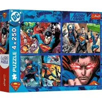 Trefl Superman Puzzel 4x250 Stukjes - Avontuur van de Held