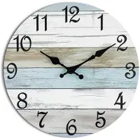 Membeli Wandklok Hout - Goed Leesbaar - 24.5cm Klok - Analoog - Uurwerk - Muurklok - Quartz - Wit Blauw