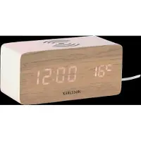 Karlsson Block Wekker | 15x7.1x7.4cm | White wash veneer