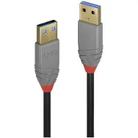 Lindy 36753 USB-kabel USB 3.2 Gen1 USB-A stekker, USB-A stekker 3.00 m Zwart, Grijs