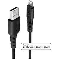 Lindy 31319 USB-kabel USB 2.0 USB-A bus, Apple Lightning stekker 0.50 m Zwart Halogeenvrij