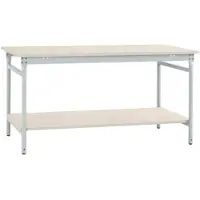 Manuflex BB5221.7035 Compleet bijzettafel basis stationair met melamine schijf + legplank, bxdxh: 1500 x 800 x 780 mm Grijs-wit (RAL 7035)