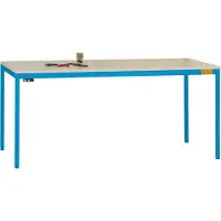 Manuflex LD1908.5012 ESD-werktafel UNIDESK met melamine schijf, onderstel van licht blauw RAL 5012, bxdxh = 1200 x 800 x 720-730 mm Lichtblauw (RAL 5012)