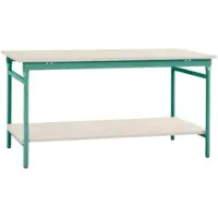 Manuflex BB5217.0001 Compleet bijzettafel basis stationair met kunststof plaat + legplank, bxdxh: 1250 x 600 x 780 mm Grijs, Groen