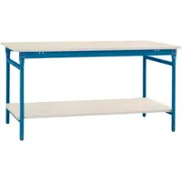 Manuflex BB5227.5007 Compleet bijzettafel basis stationair met kunststof plaat + legplank, bxdxh: 1500 x 800 x 780 mm Stralend blauw (RAL 5007)