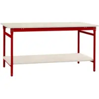 Manuflex BB5227.3003 Compleet bijzettafel basis stationair met kunststof plaat + legplank, bxdxh: 1500 x 800 x 780 mm Robijn-rood