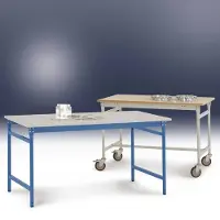 Manuflex BB3049.5007 Bijzettafel basis stationair met PVC-tafelblad in stralend blauw RAL 5007, bxdxh: 1250 x 800 x 780 mm Stralend blauw (RAL 5007)