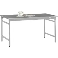 Manuflex BB3034.9006 Bijzettafel basis stationair met staalbeslag schijf in aluminium zilver vergelijkbaar met RAL 9006, bxdxh: 1250 x 600 x 780 mm