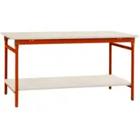 Manuflex BB5201.2001 Compleet bijzettafel basis stationair met melamine schijf + legplank, bxdxh: 750 x 500 x 780 mm Rood-oranje (RAL 2001)