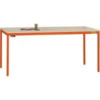 Manuflex LD1118.2001 ESD ESD-werktafel UNIDESK met melamine schijf, onderstel roodoranje RAL 2001, bxdxh = 2000 x 800 x 720-730 mm Rood-oranje (RAL 2001)