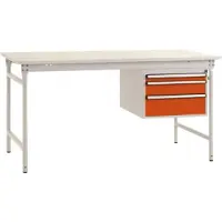 Manuflex BB5261.2001 Compleet bijzettafel basis stationair met melamine schijf + behuizing onderbouw, bxdxh: 1000 x 800 x 780 mm Rood-oranje (RAL 2001)